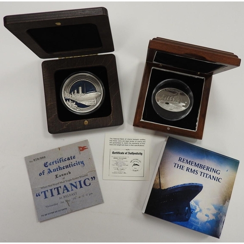 293 - Titanic collector's interest: Solomon Islands silver Titanic commemorative enamelled $10 coin, boxed... 