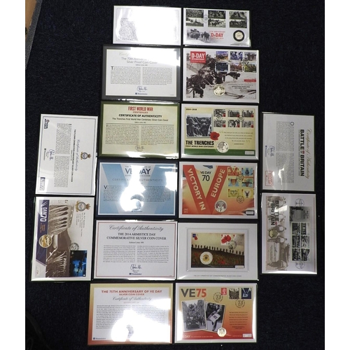 296 - Eight Westminster World War commemorative silver coin first day covers