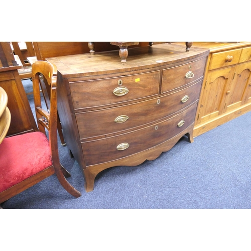 457 - Regency mahogany bow front chest of drawers, width 107cm, height 84cm