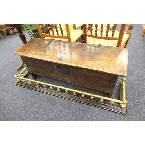 469 - Oak boarded chest, late 17th Century, width 114cm, depth 39cm, height 50cm