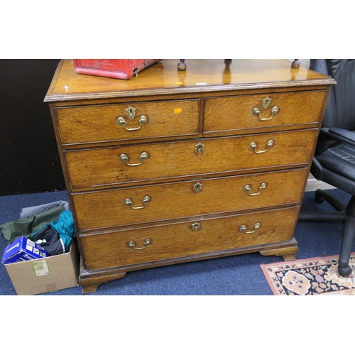 507 - George III oak and mahogany banded chest of drawers, width 110cm, height 98cm