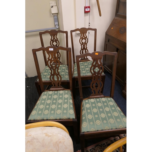 516 - Set of four Edwardian Chippendale Revival mahogany dining chairs