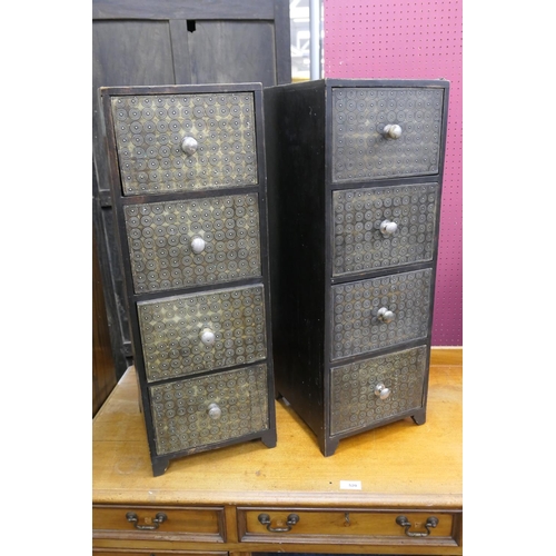 519 - Pair of modern metallic finish pillar chests