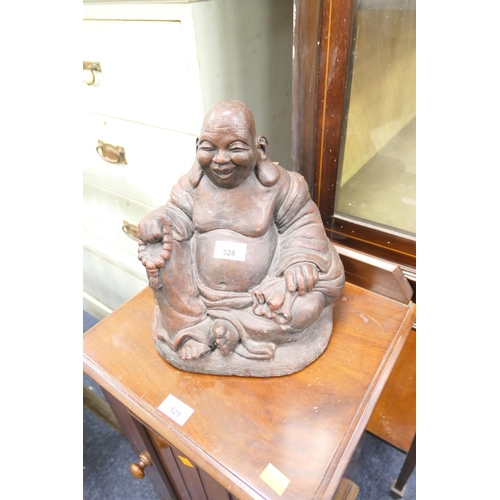 528 - Bronze finish reconstituted stone 'Happy Buddha'