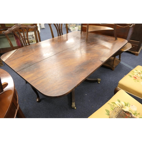 543 - Regency mahogany pedestal dining table, rectangular top 155cm x 104cm