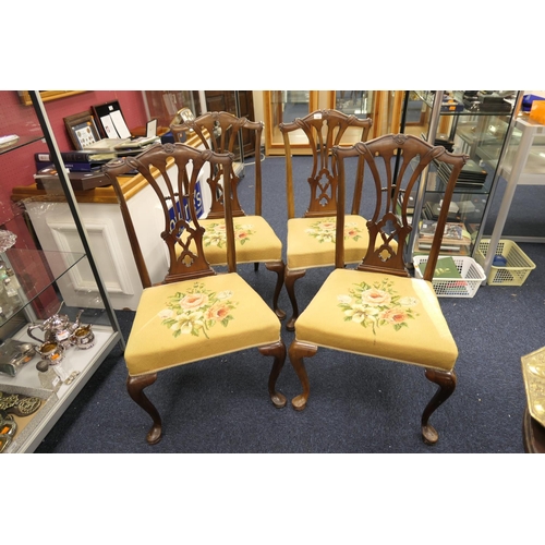 544 - Four Edwardian mahogany dining chairs