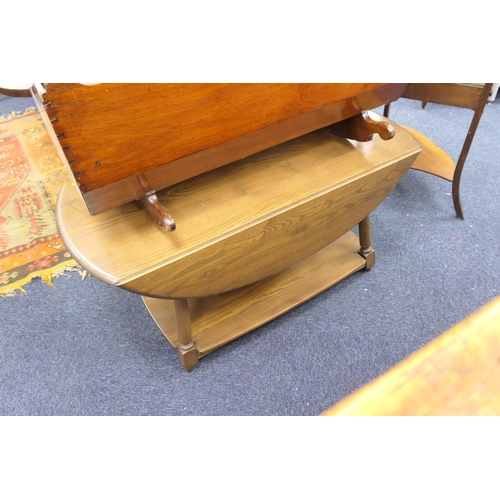 548A - Ercol elm drop leaf two tier coffee table