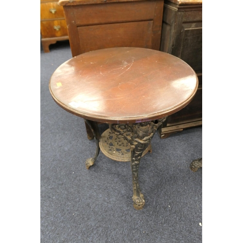 554 - Britannia cast iron and wooden topped pub table