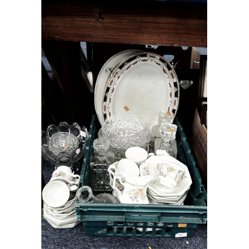 72 - Mixed household items including meat plates, glassware and dinner wares etc (1 box)