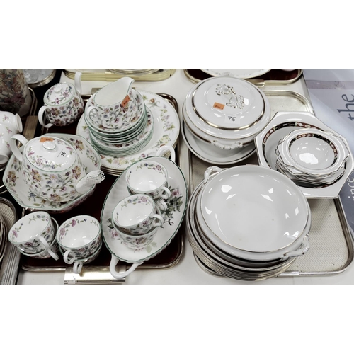 75 - Minton Haddon Hall tea service; also four Wedgwood Mirabelle pattern dinner plates, Solian ware dess... 