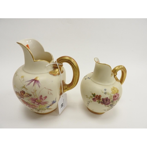 99 - Two Royal Worcester flat back water jugs in two sizes, both numbered 1094