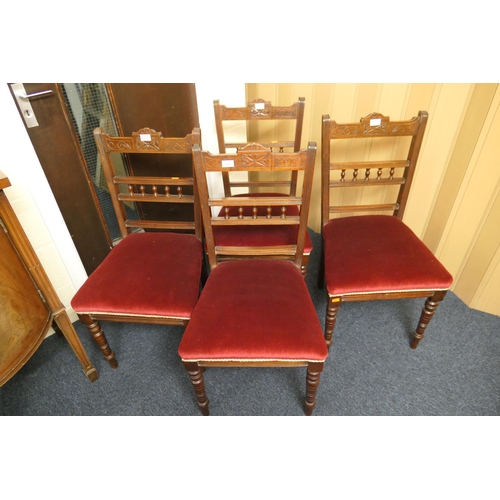 503 - Set of four Victorian mahogany and upholstered rail back chairs, circa 1880, en-suite to Lot 498