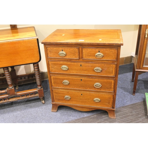 510 - Mahogany satin wood banded small chest of drawers, late 19th Century, width 63cm, height 72.5cm