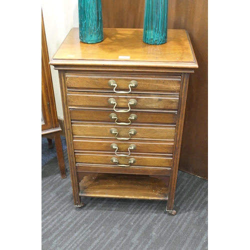 513 - Late Victorian walnut music cabinet, the drawers with fixed fronts, width 51cm, height 79cm