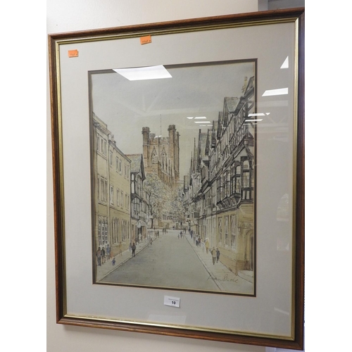 10 - Alan Stuttle, St Werburgh Street with the cathedral, Chester, watercolour, signed and framed