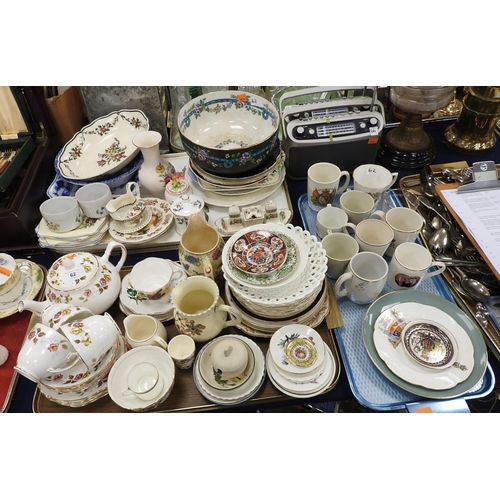 62 - Copelands blue and white fruit bowl, Royal Doulton bowl, a 'Sevres Wreath' pattern bowl, Duchess pat... 