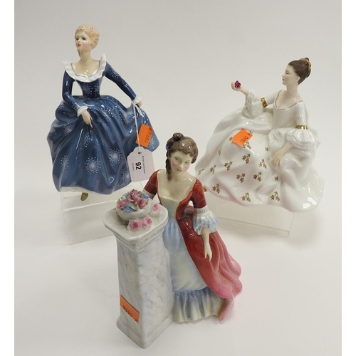 92 - Three Royal Doulton figures 'My Love', 'Fragrance' and 'Rendezvous'