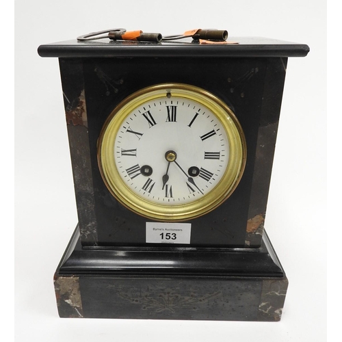 153 - French polished slate mantel clock