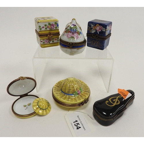 154 - Three Limoges china novelty boxes and three further boxes (6)