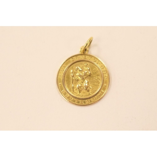 290 - 18ct gold St. Christopher pendant, weight 4.4g