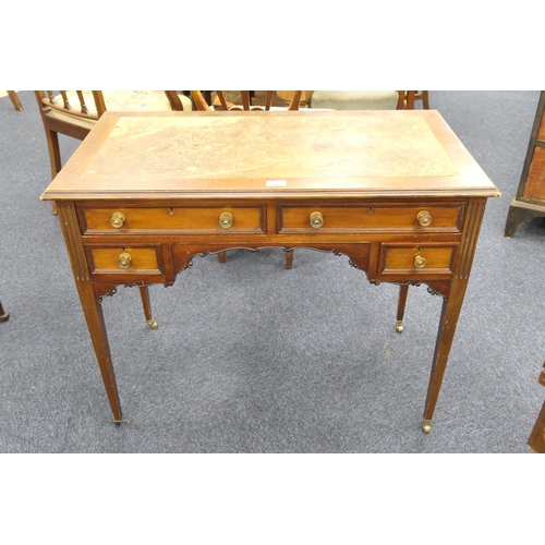 532 - Victorian walnut leather topped lady's writing table, width 91cm