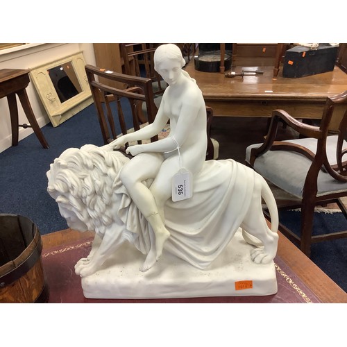 535 - Minton Parian figure 'Una and the lion', sculpted by John Bell, height 37cm