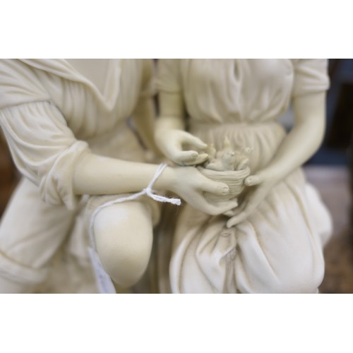 533 - Copeland Parian figure group 'The bird's nest', height 31cm