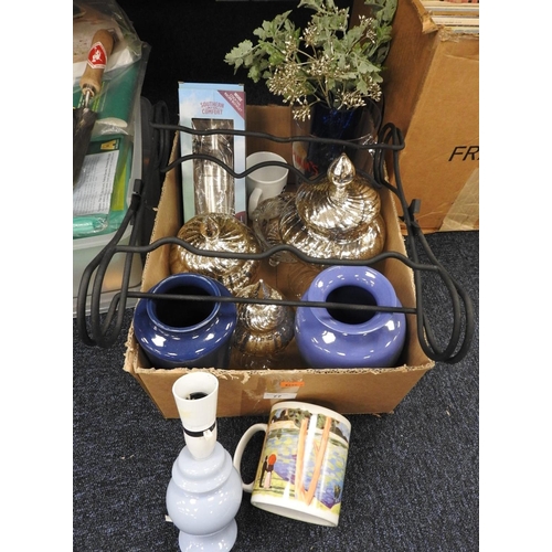 77 - Assorted household items including ceramic vases, glass lidded pots, Pimm's jug and a Southern Comfo... 