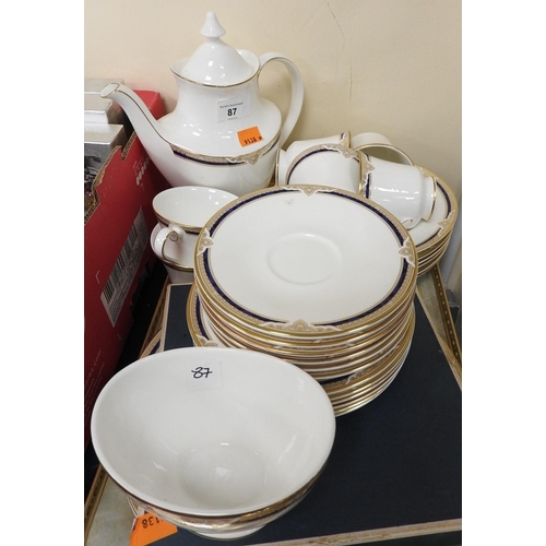 87 - Royal Doulton St. Helier china dinner and coffee service; also a boxed set of four Royal Worcester p... 