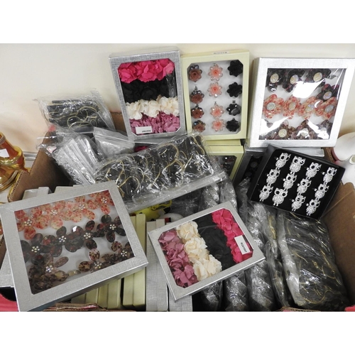 89 - Box of fashion jewellery including rings, earrings, brooches etc.