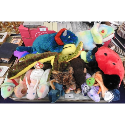 90 - Mixed Ty Beanie Babies including 'Giganto', 'Lucky' and 'Hornsly'