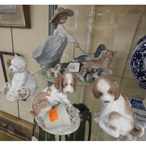 116 - Four Lladro canine figurines