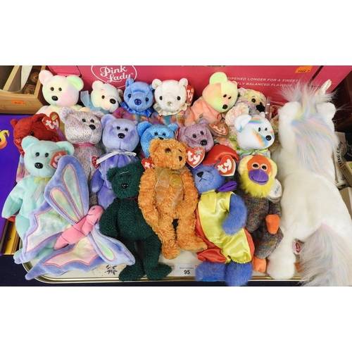 95 - Assorted Ty Beanie Baby collectables including 'Mystic' with a metal badge celebrating 100 years of ... 