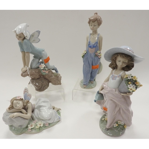 119 - Four Lladro figurines including two pixies, two of which are boxed