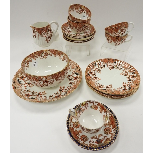 129 - Small quantity of Edwardian floral and gilt printed glazed tea wares