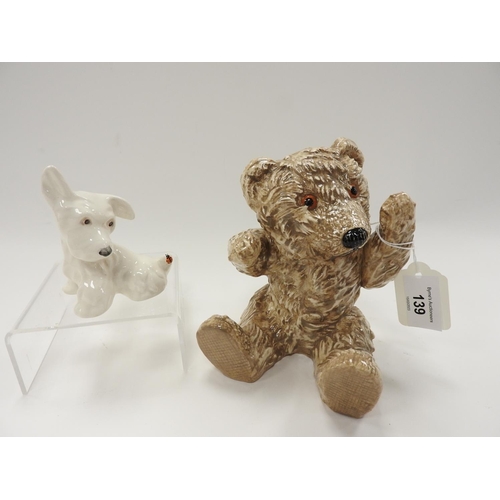 139 - John Beswick Royal Doulton teddy bear collection 'William' figure and a Beswick terrier (2)