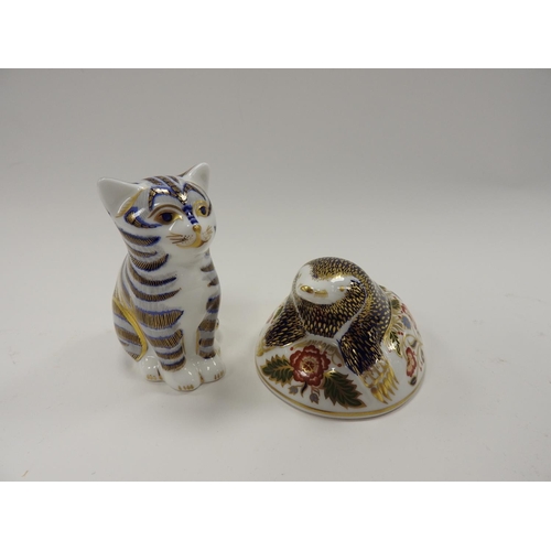 151 - Two Royal Crown Derby paperweights, one a cat, the other 'Mole' and exclusive to the Collector's Gui... 