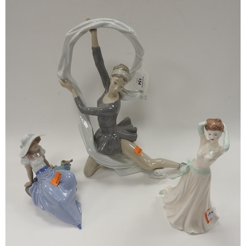 154 - Two Nao figurines, one a ballerina; also a Coalport figurine (3)