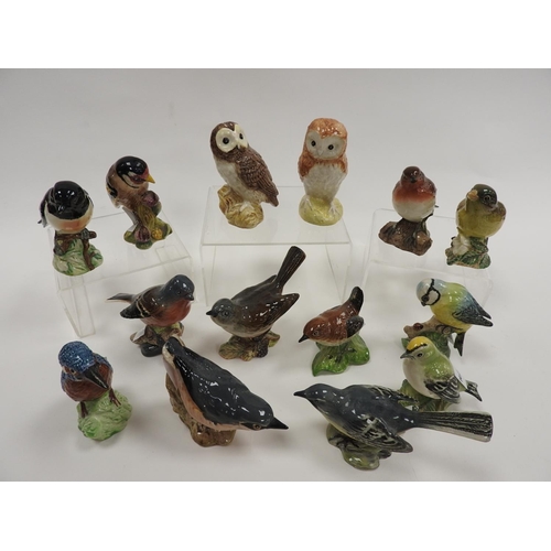 167 - Fourteen Beswick bird figures including kingfisher and bullfinch