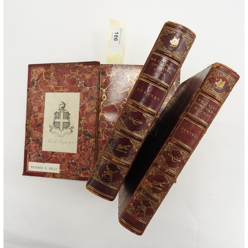 186 - Three Surtees leather bound books of hunt interest, Hawbuck Grange, Mr Sponge's Sporting Tour and Mr... 