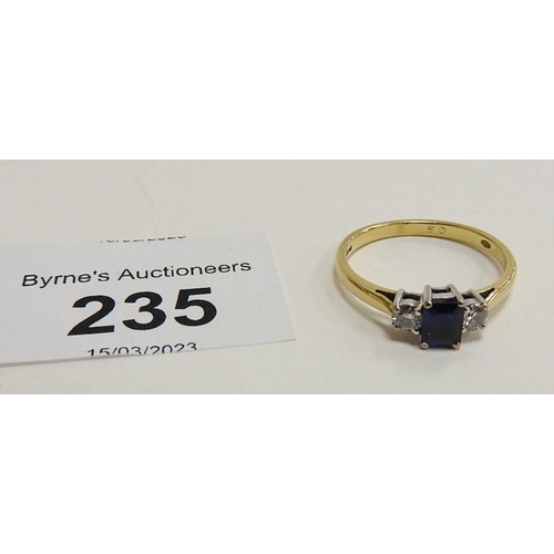 235 - 18ct gold sapphire and diamond ring, ring size 'M', gross weight 2.8g