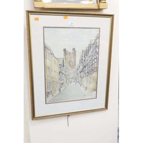 335 - Alan Stuttle, St Werburgh Street with the cathedral, Chester, watercolour, signed and framed