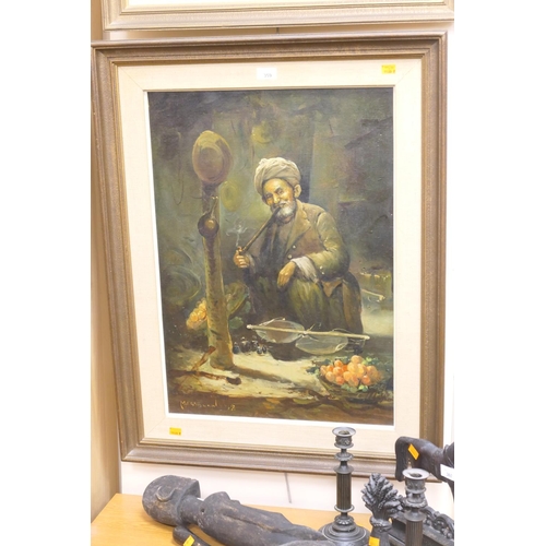 359 - Massoud, Fruit Merchant, oil on canvas, indistinctly signed, 69cm x 49cm