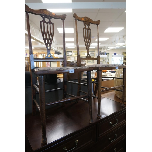 389 - Pair of late Victorian mahogany and inlaid side chairs