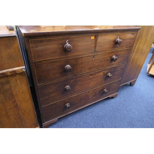 434 - Early 19th Century mahogany chest of drawers with bone escutcheons, width 108cm, height 97cm