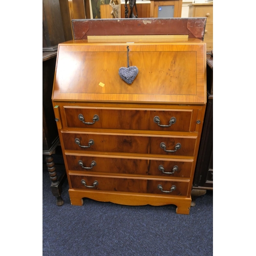 444 - Modern yewood bureau of small size, width 75cm, height 99cm