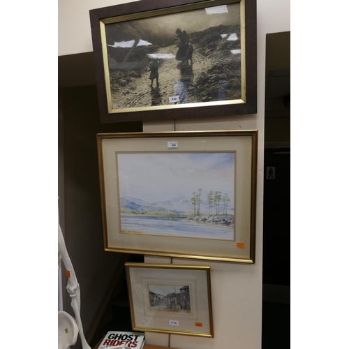 450 - Brian Eden, Lake District landscape, watercolour, signed; also Manchester street scene, watercolour ... 