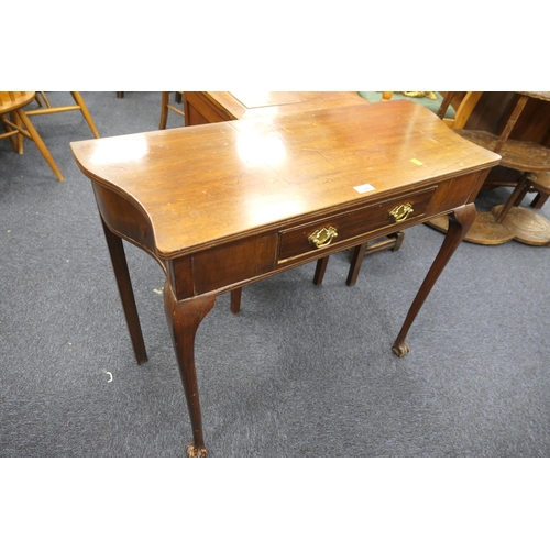 470 - 19th Century mahogany side table fitted with a drawer, raised on claw and ball feet, width 93.5cm