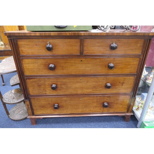 521 - Late Georgian mahogany chest of drawers, width 129cm, height 109cm