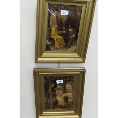 537 - Pair of German crystoleums in gilt frames